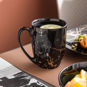 LOVECASA Black & Gold Splash Dinnerware Set | Porcelain Dinnerware