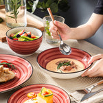 Load image into Gallery viewer, VANCASSO Bonbon Red Hand Painted Stoneware Dinnerware Set - Spiral Design
