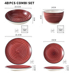 Load image into Gallery viewer, VANCASSO Bonbon Red Hand Painted Stoneware Dinnerware Set - Spiral Design
