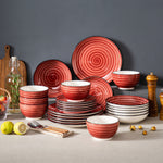 Load image into Gallery viewer, VANCASSO Bonbon Red Hand Painted Stoneware Dinnerware Set - Spiral Design
