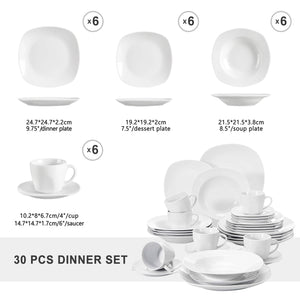 MALACASA White Porcelain Dinnerware