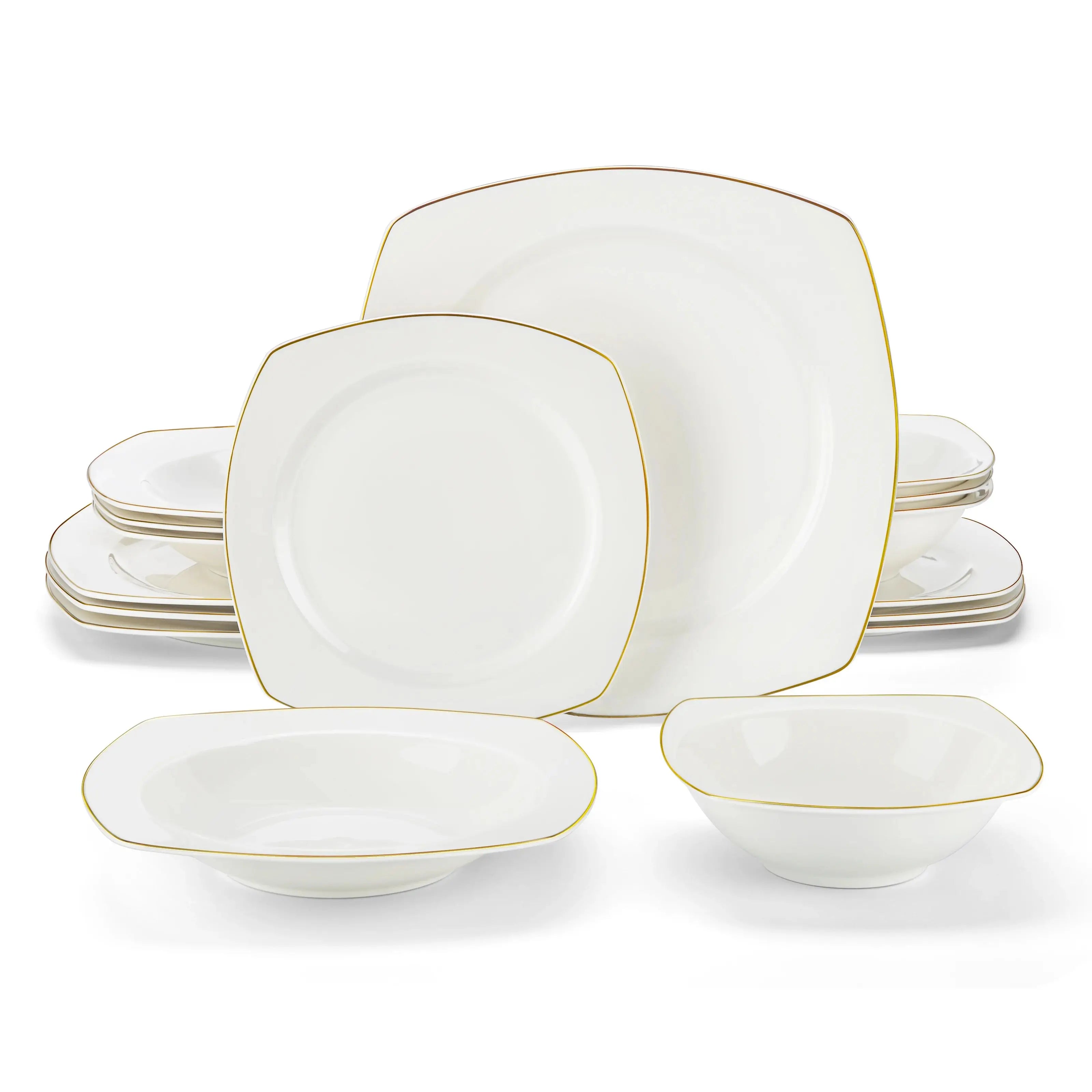 MALACASA Rafa Gold Trim Dinnerware