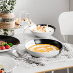 Load image into Gallery viewer, VANCASSO Accel Embossed Dinnerware Set - Black &amp; White Two-Tone Design, Modern Artistic Tableware
