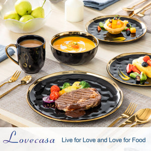 LOVECASA Black Hammered Dinnerware