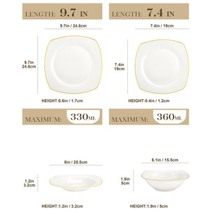 MALACASA Rafa Gold Trim Dinnerware