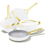 Load image into Gallery viewer, White and Gold Caraway 12-Piece Non-Stick Ceramic Cookware Set in modern design, eco-friendly non-toxic coating, and oven-safe pots and pans for healthier cooking.
