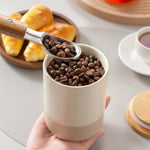 Load image into Gallery viewer, VANCASSO Round Ceramic Canister Set with Airtight Wood Lids
