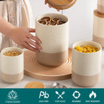 Load image into Gallery viewer, VANCASSO Round Ceramic Canister Set with Airtight Wood Lids
