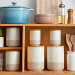 Load image into Gallery viewer, VANCASSO Round Ceramic Canister Set with Airtight Wood Lids
