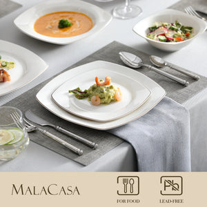 MALACASA Rafa Gold Trim Dinnerware