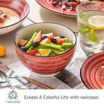 Load image into Gallery viewer, VANCASSO Bonbon Red Hand Painted Stoneware Dinnerware Set - Spiral Design
